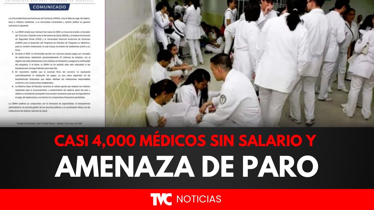 ¡SISTEMA DE SALUD EN JAQUE! Casi 4,000 médicos sin salario y bajo amenaza de paro en Honduras