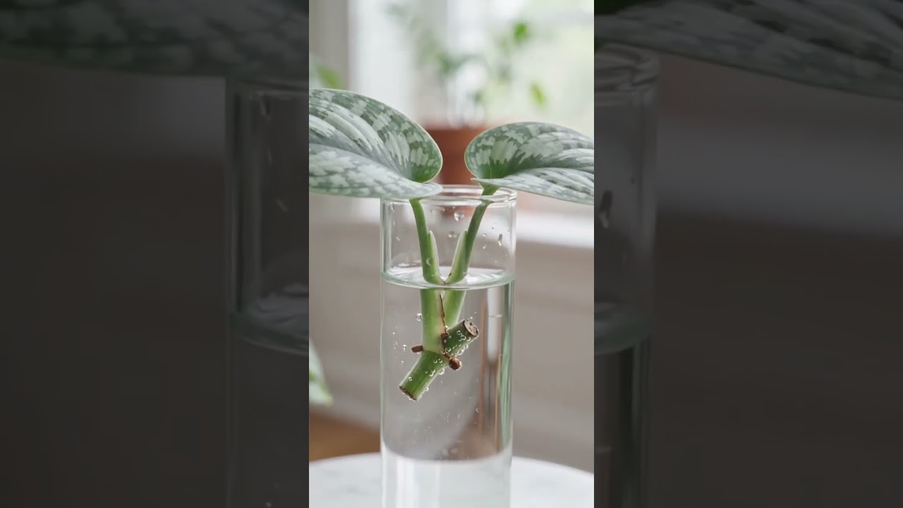 Silver Pothos propagation in water 💖#shorts #youtubeshorts #viral #like #fyp