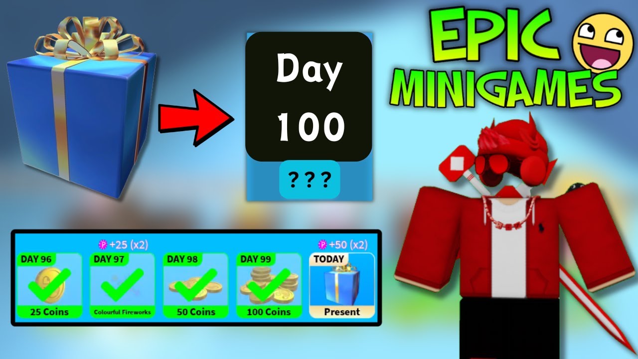 I Opened The DAY 100 Present In RBLX: Epic Minigames!
