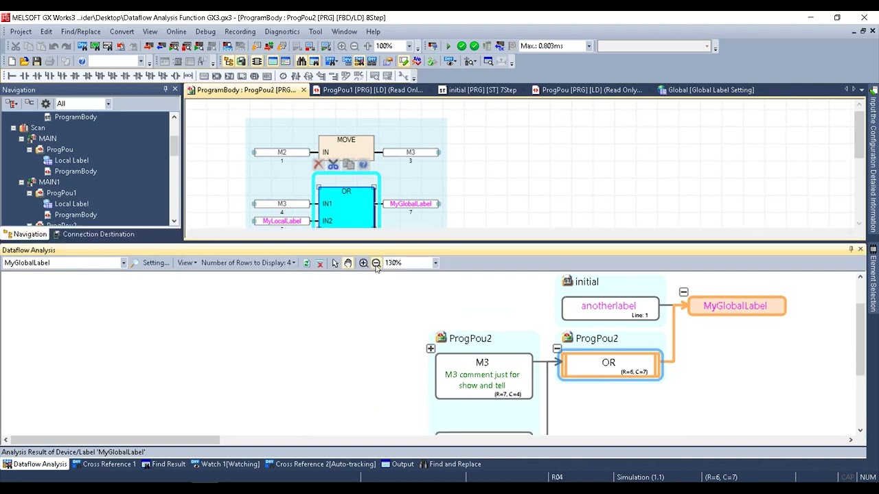 GX Works3   Data Flow Analysis Function Walkthrough