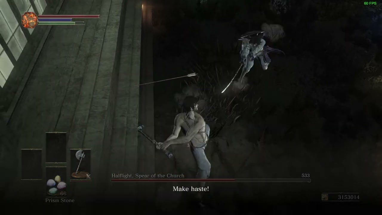 Halflight, Spear of the Church - SL1 NG+7 No Sprint/Roll/Block/Parry/Rings/Buffs/Damage