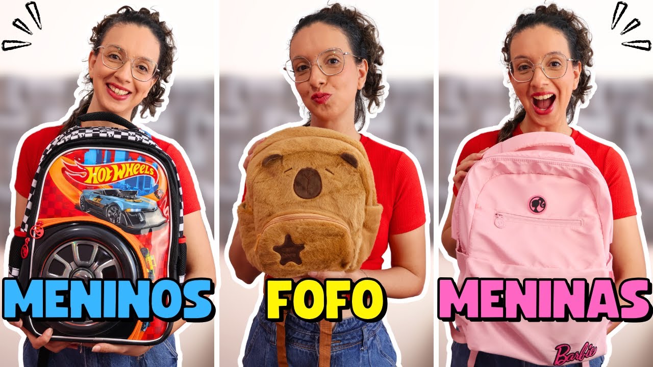 MONTEI 3 MOCHILAS para MENINOS, MENINAS E FOFA! *Material Escolar Completo!