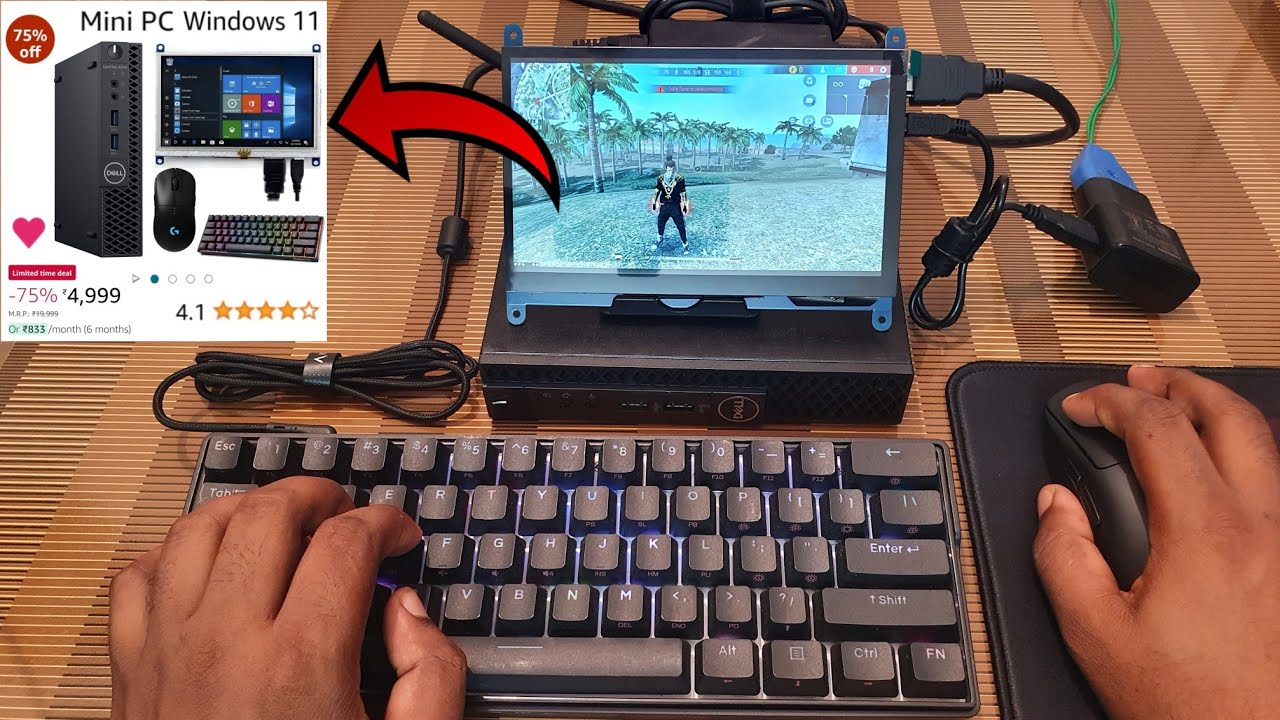 Buy mini PC small monitor with unboxing & setup | budget smallest coumputer for gaming freefire GTA5