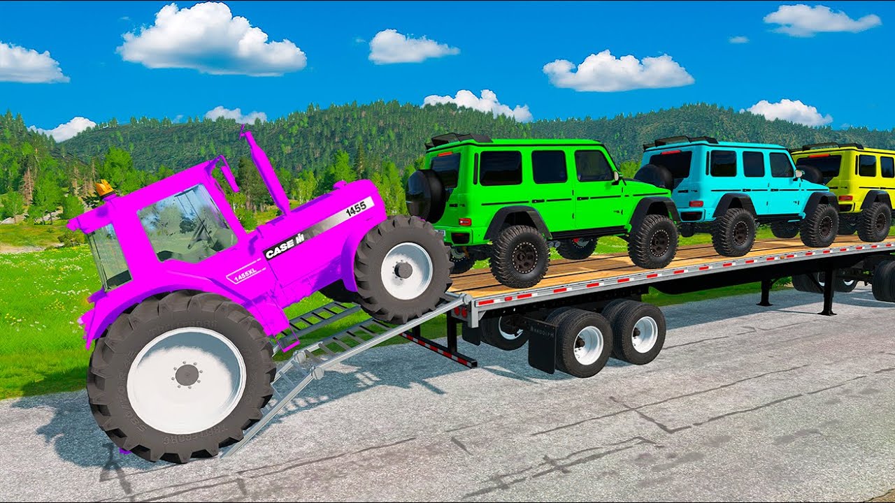 Flatbed Truck Mcqueen | Transportation with Truck - Pothole vs Car #05- BeamNG.Drive