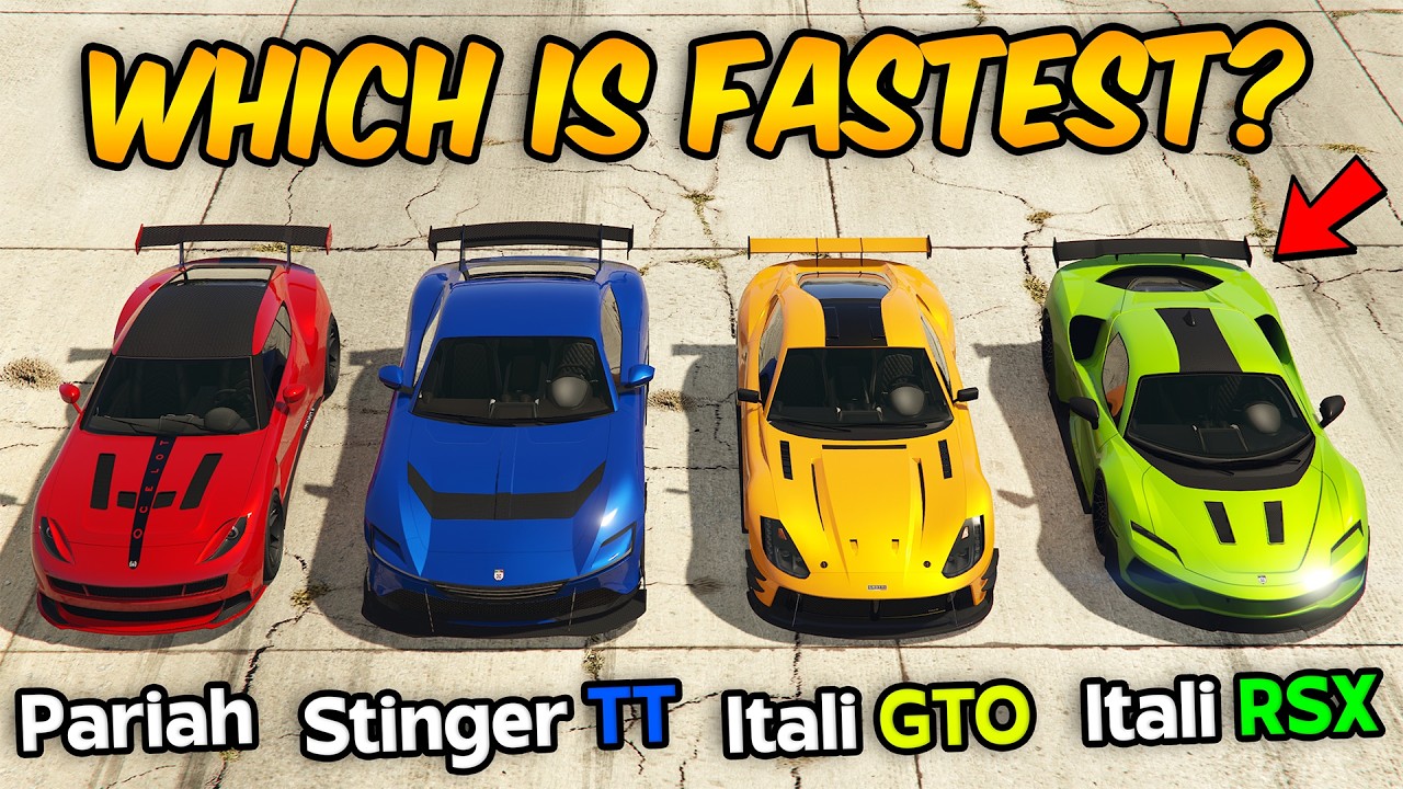 GTA 5 ONLINE - ITALI GTO STINGER TT VS ITALI GTO VS ITALI RSX VS PARIAH (WHICH IS FASTEST?)