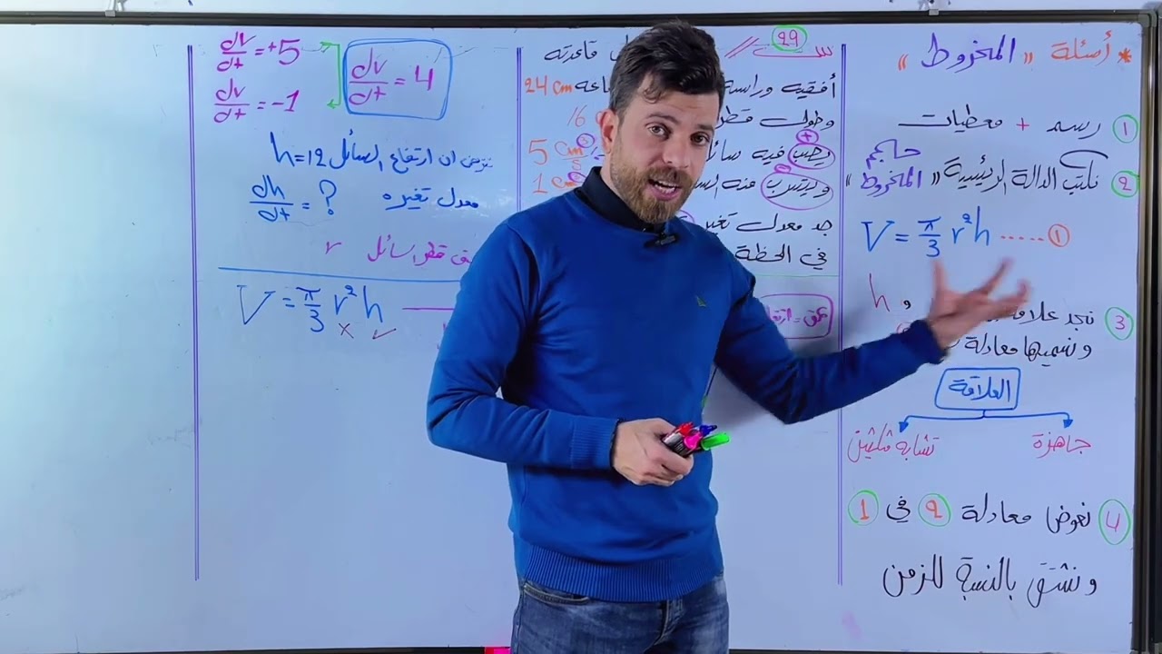 الفصل الثالث || محاضرة 13 || المعادلات الزمنيه || اسئلة ( المخروط )