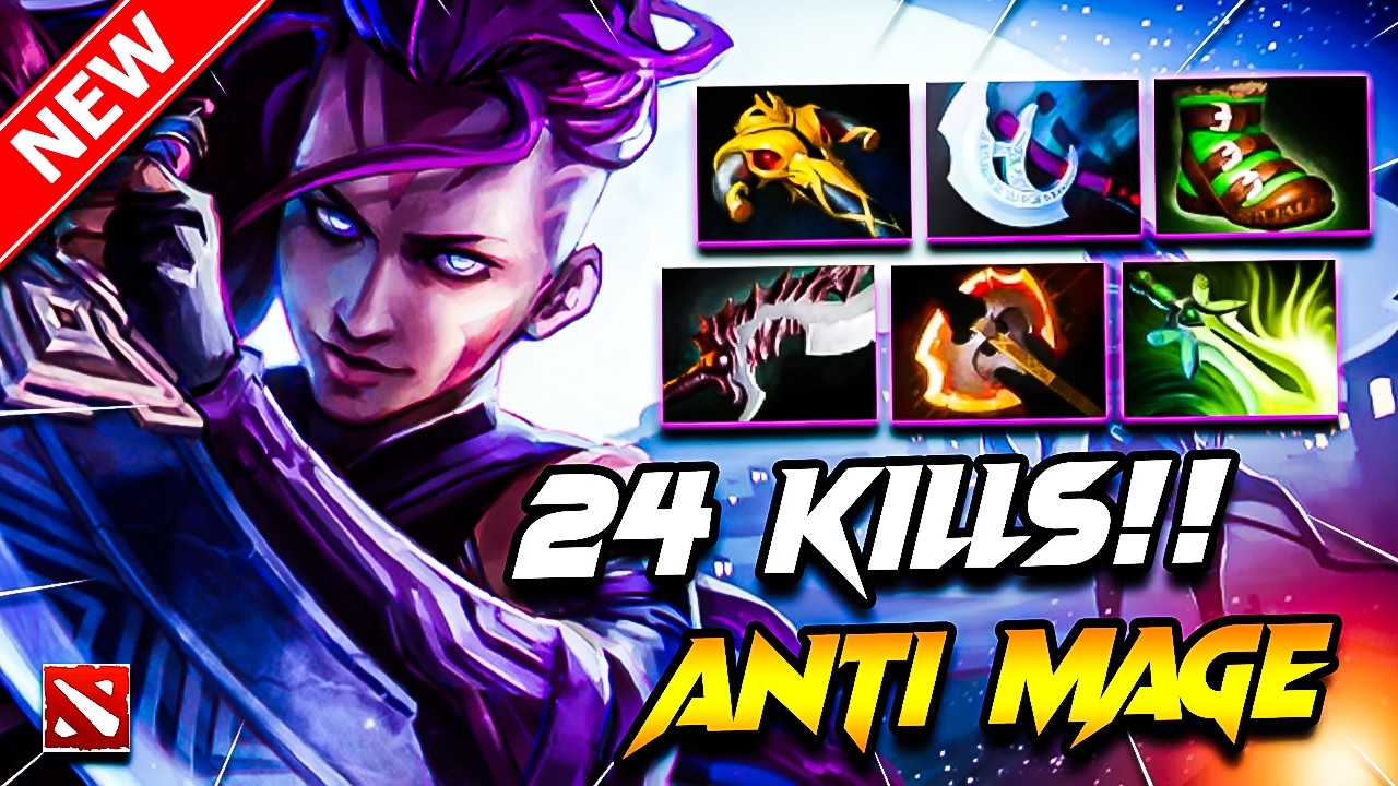 ANTI MAGE (x24 Kills!!) Dota 2 Gameplay | Anti Mage DOTA 2 Carry Build Pro Gameplay Guide 7.40