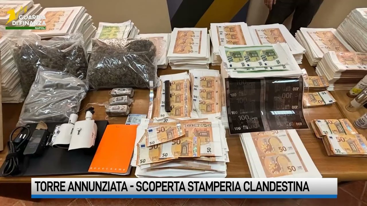 Torre Annunziata. Scoperti 2,8 milioni di euro falsi in stamperia clandestina