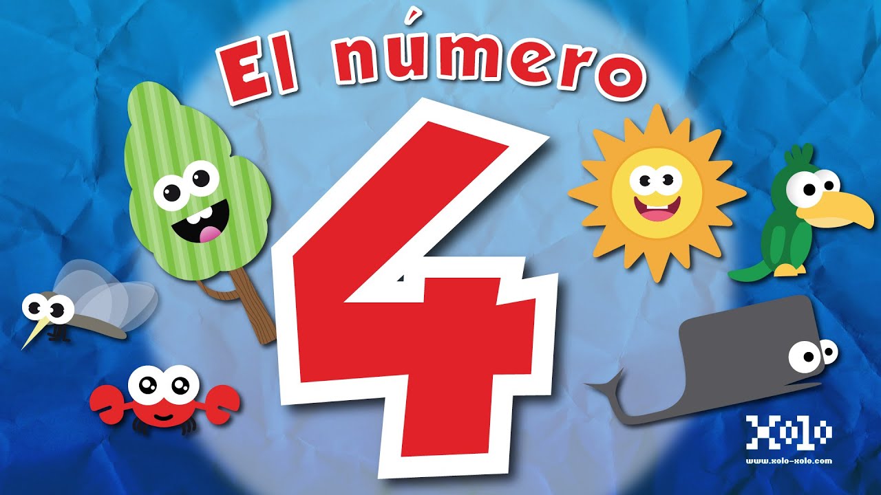 El n&uacute;mero 4 para ni&ntilde;os en espa&ntilde;ol - Videos Aprende - #numero4