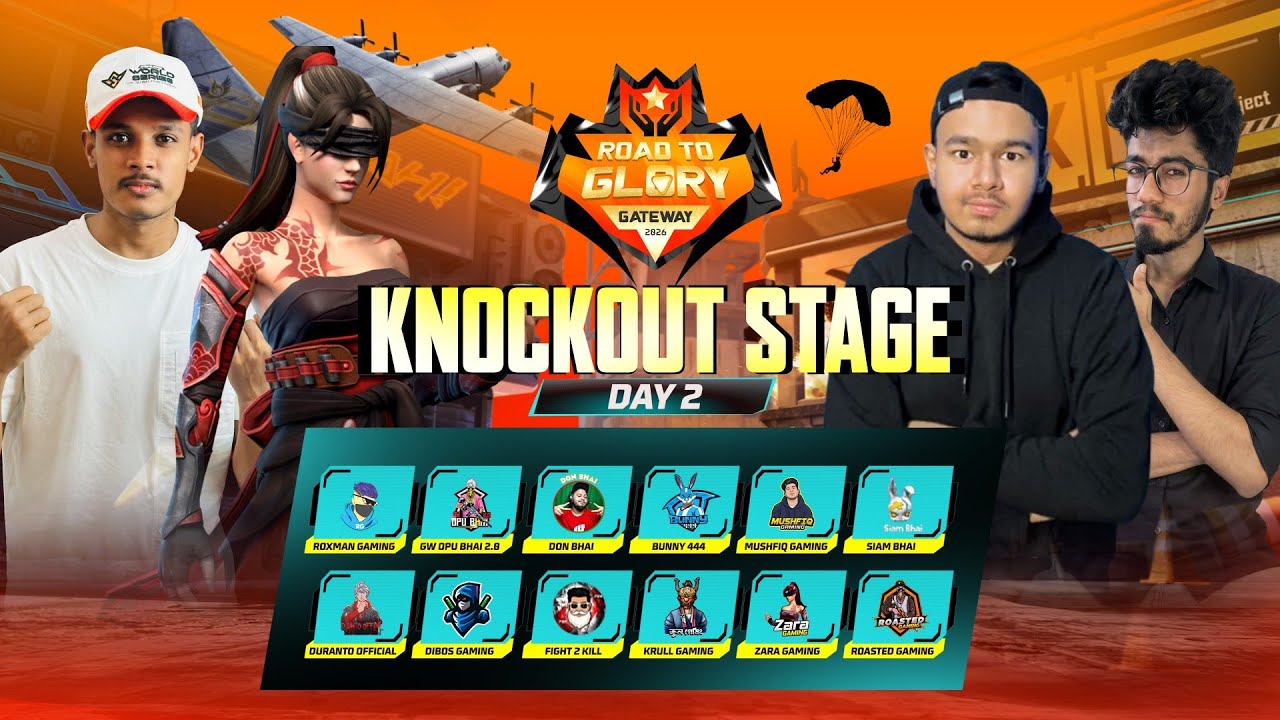 [🔴LIVE] ROAD TO GLORY GATEWAY 2026 | KNOCKOUT STAGE DAY 2 | FREE FIRE @KrullGamingYT @ZaraGamiing 