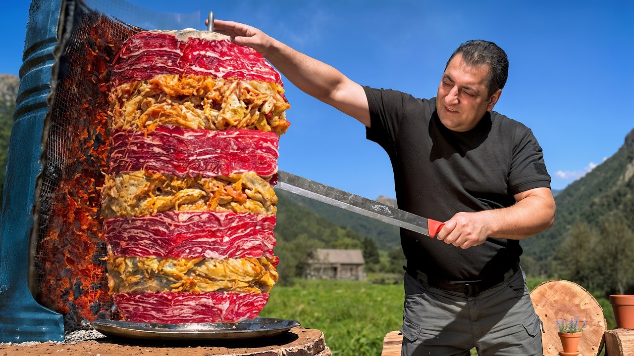Doner Kebab en Capas con Dos Tipos de Carne 🍖🔥 ¡Una Bomba de Sabor!