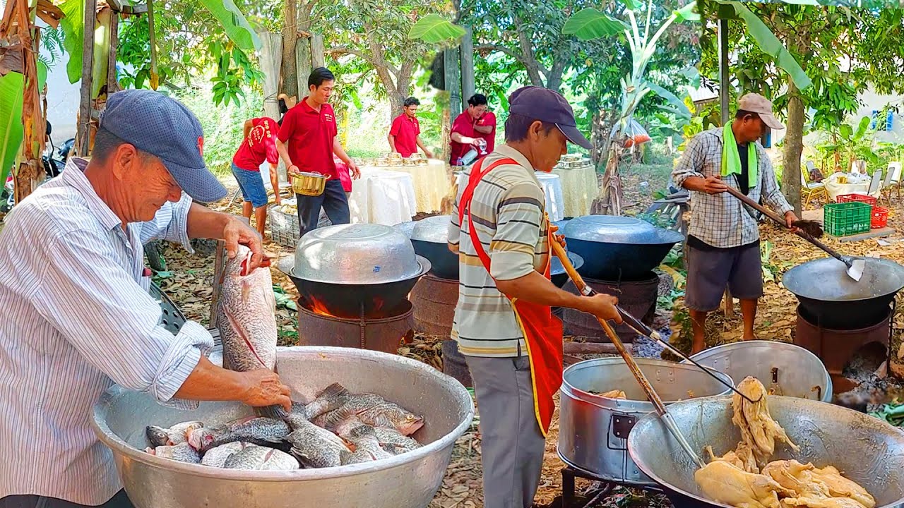 Amazing! Cambodia Traditional Cooking Food, Duck, Chicken, Fish, & More for Countryside Wedding