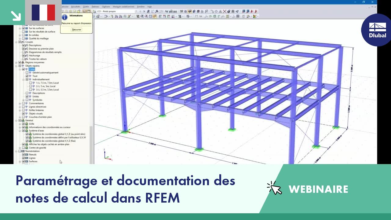 Paramétrage et documentation des notes de calcul dans RFEM