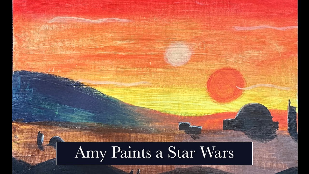 Painting 7: Easy Beginner Acrylic Painting Star Wars Sunset