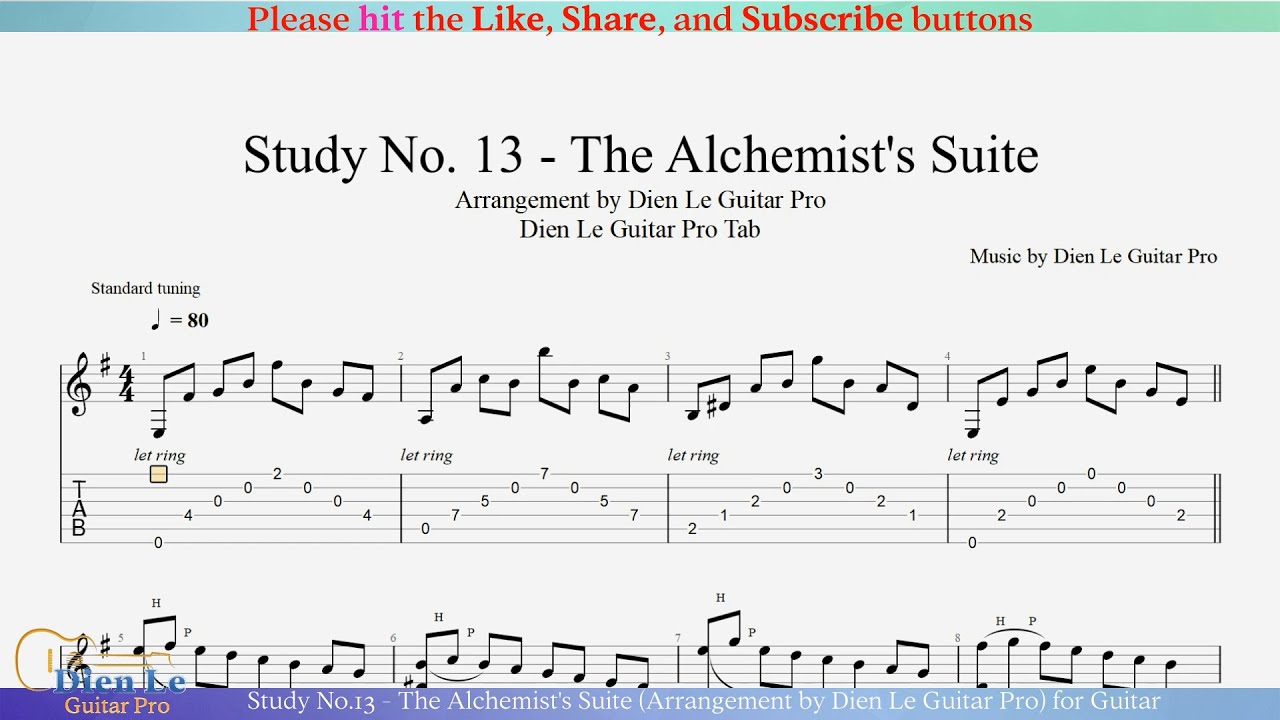 Study No.13 - The Alchemist's Suite (Arrangement by Dien Le Guitar Pro) for Guitar with TAB