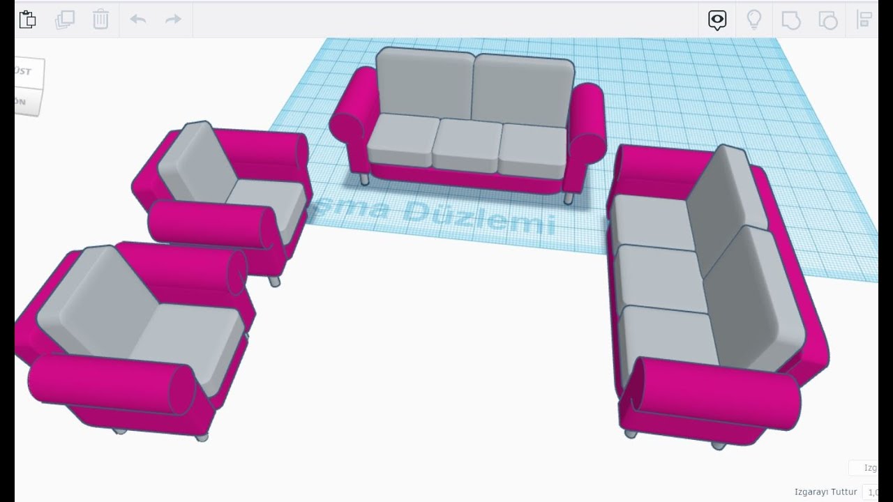 Tinkercad Dersleri - 32. Ders - Oturma Grubu Tasarımı