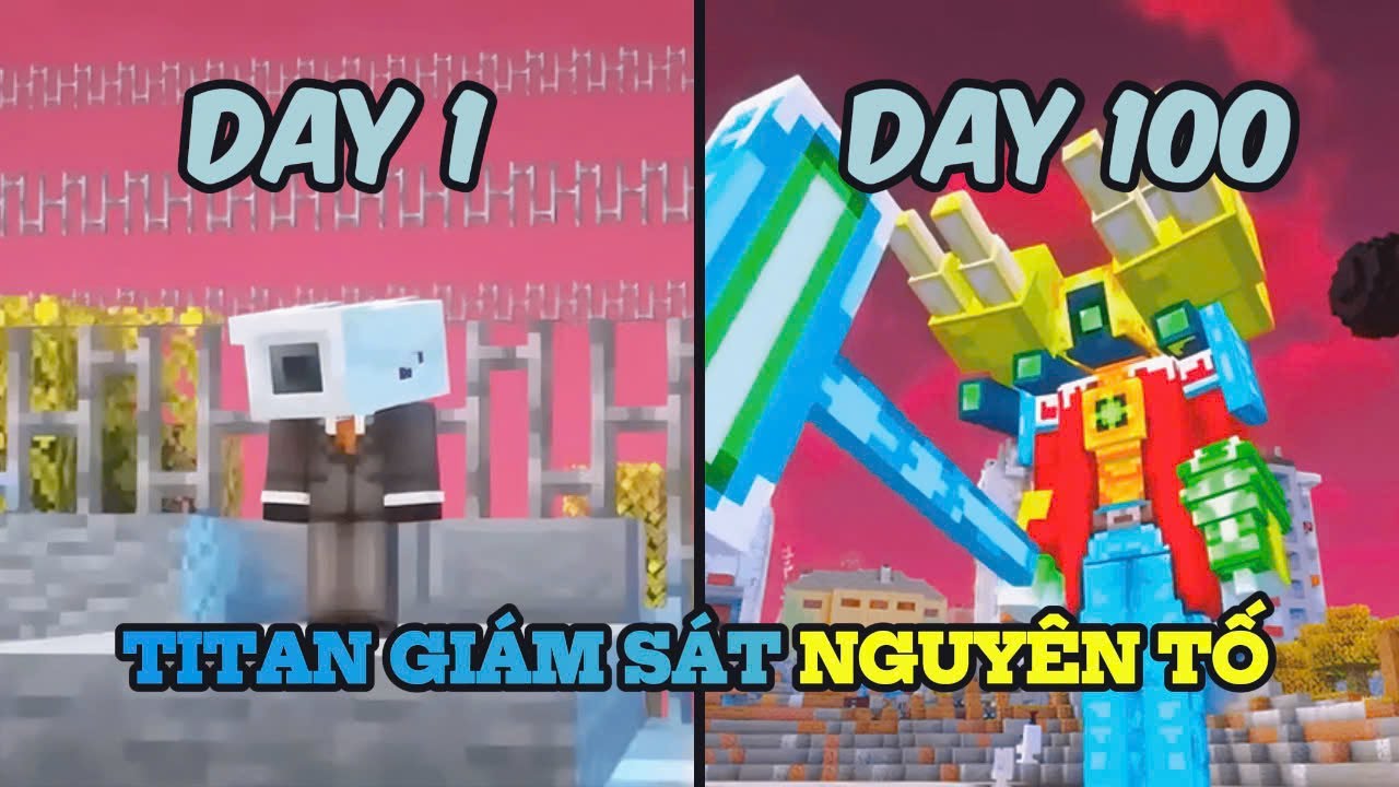 Trong Minecraft 100 Ng&agrave;y | Trở Th&agrave;nh Titan Gi&aacute;m S&aacute;t Nguy&ecirc;n Tố Đối Đầu Với Sikibidi Hư Kh&ocirc;ng | Hikimi