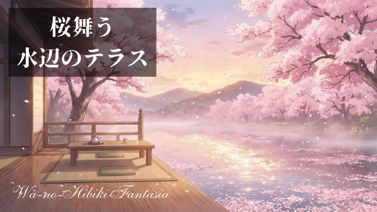 【浄化BGM】桜舞う水辺のテラスと朝の光 〜自律神経を整える作業用・勉強用BGM〜