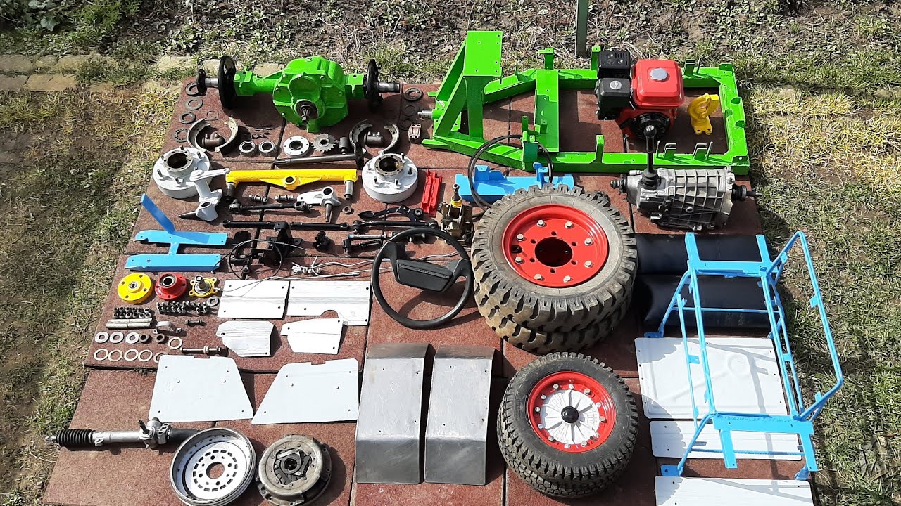 Mini tractor construction kit for 120 parts!