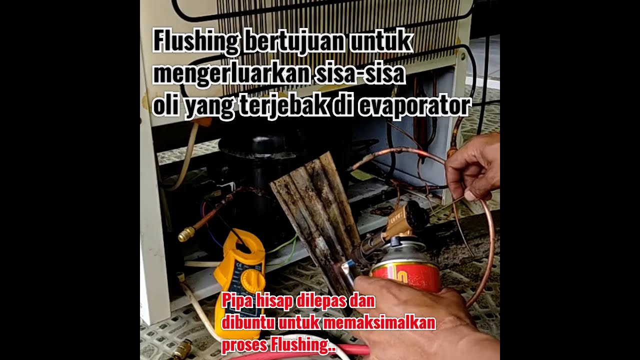 Cara Isi freon R134a dan pasang Kondensor baru pada shawcase