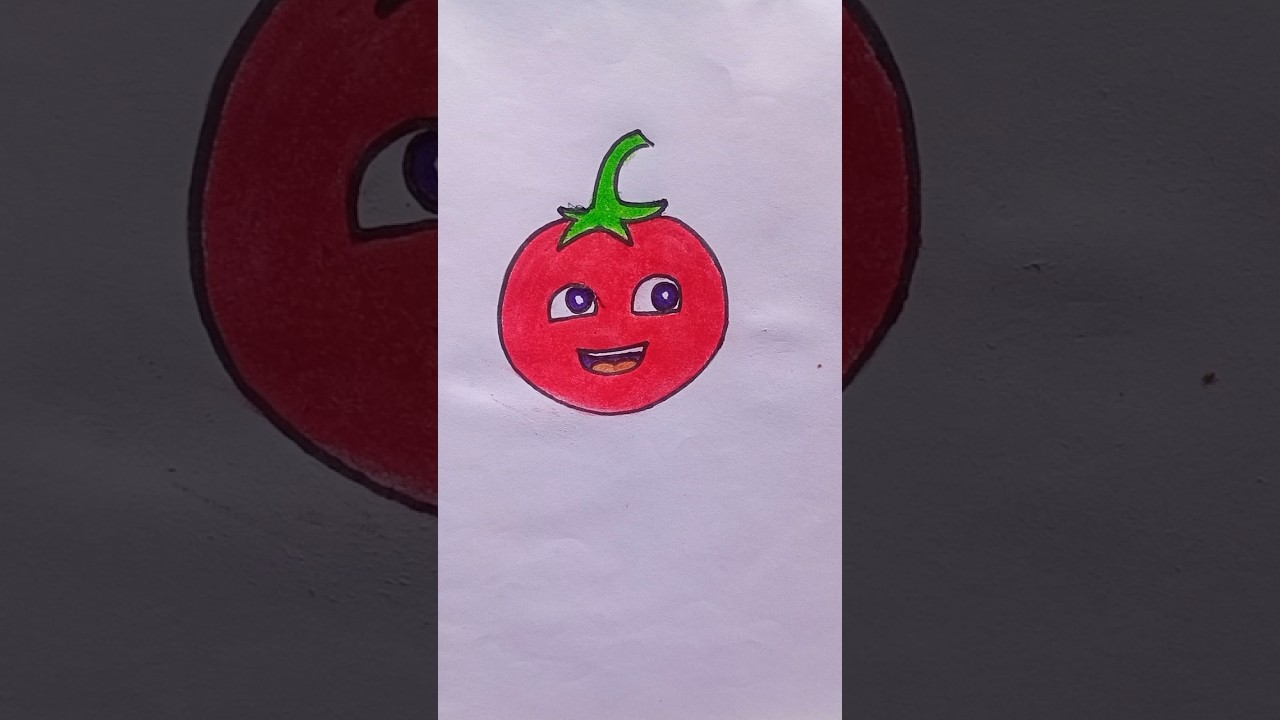 🥰 Cute 🍅 Tomato Drawing easy For kids #art #tomato #shorts #viralvideo #youtubeshorts
