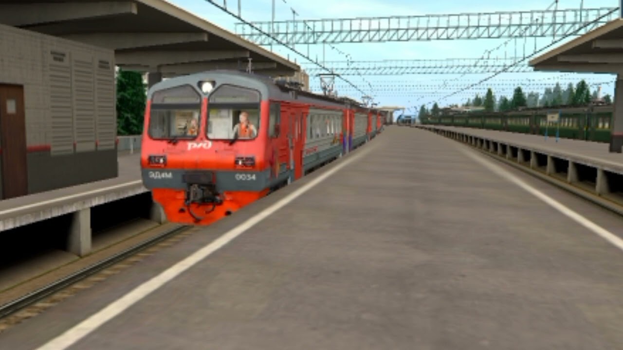 Электропоезд ЭД4М-0034 сообщением Вязево 2 - Москва на станции Троицк. Trainz Android