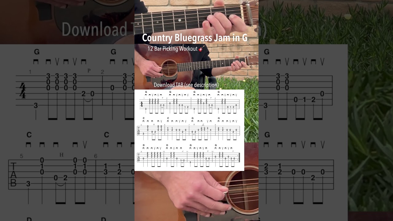 Country Bluegrass Jam in G &ndash; 12 Bar Picking Workout #bluegrass #guitarplaying #country