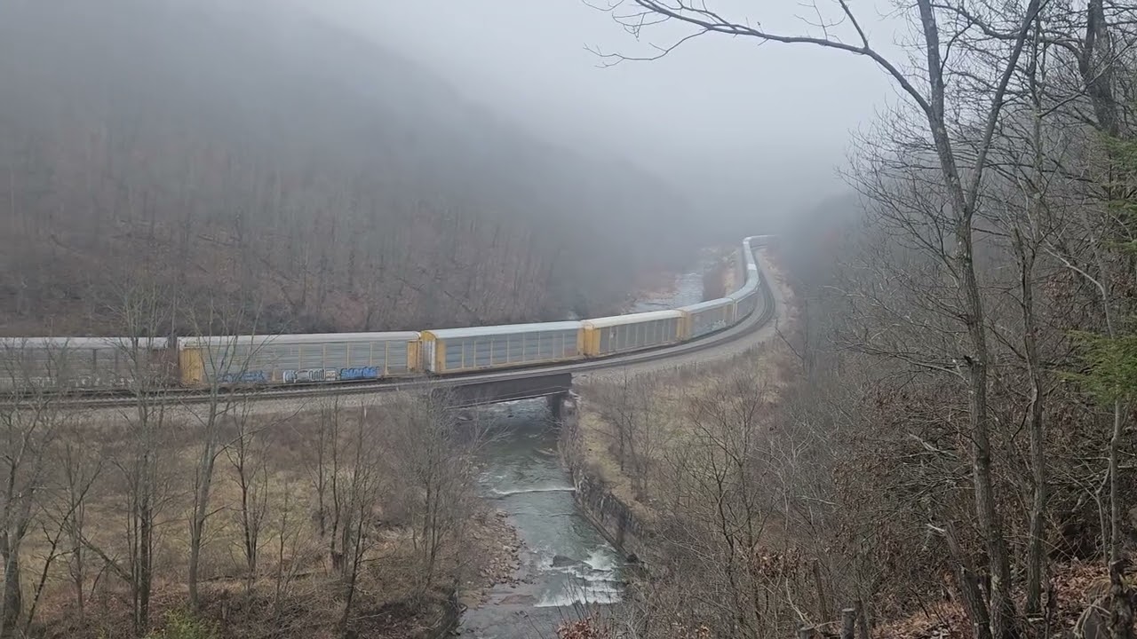 CSX Autorack with a SD70MAC leading at Foley Overlook near Fairhope PA 
