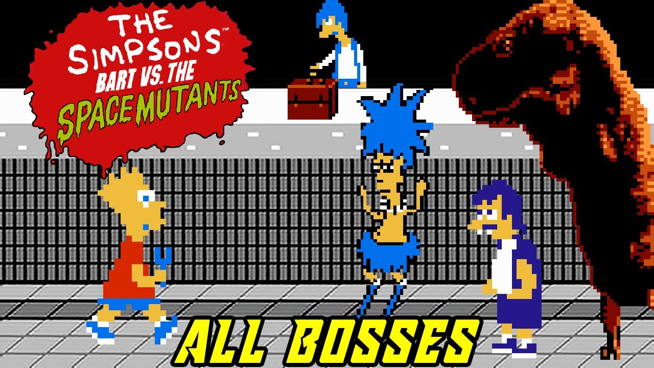 The Simpsons: Bart vs. the Space Mutants (NES) - All Bosses [No Damage]
