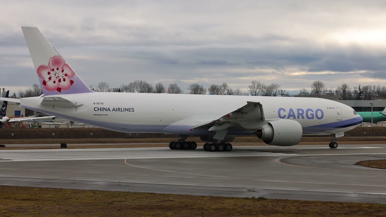 China Airlines Cargo 777F Test Flight Takeoff From PAE