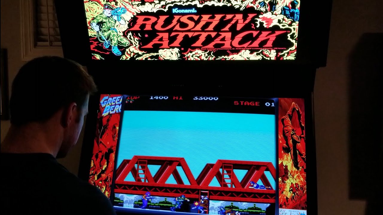 Rush'N Attack Arcade Cabinet MAME Gameplay w/ Hypermarquee