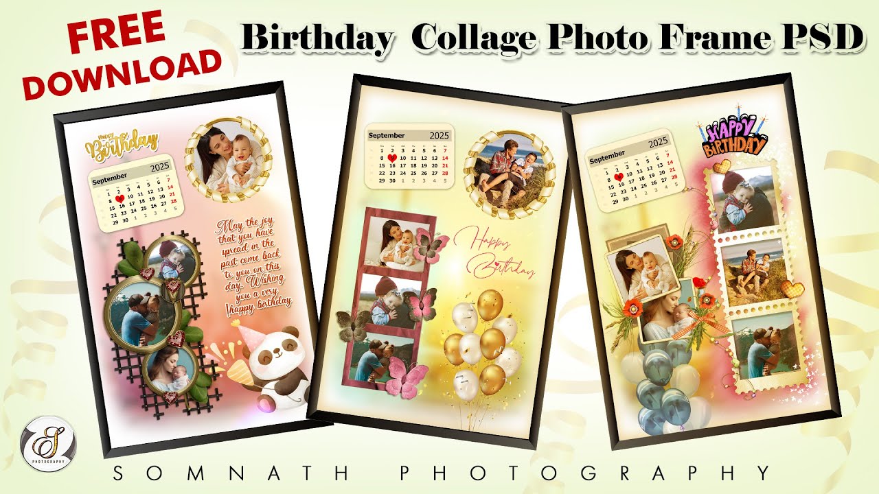 Birthday Collage Photo Frame PSD Free Download | Somnath Photograph