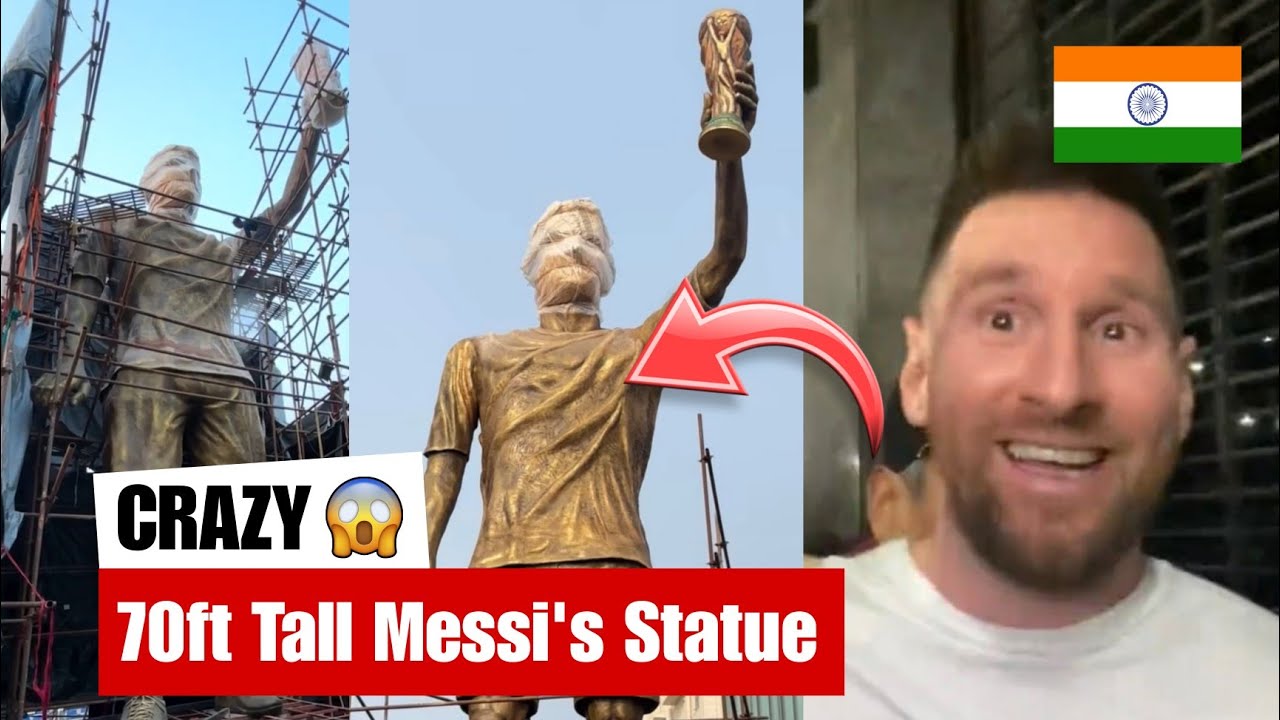 70ft Tall Messi's Statue at KolkataLake Town, Kolkata - India