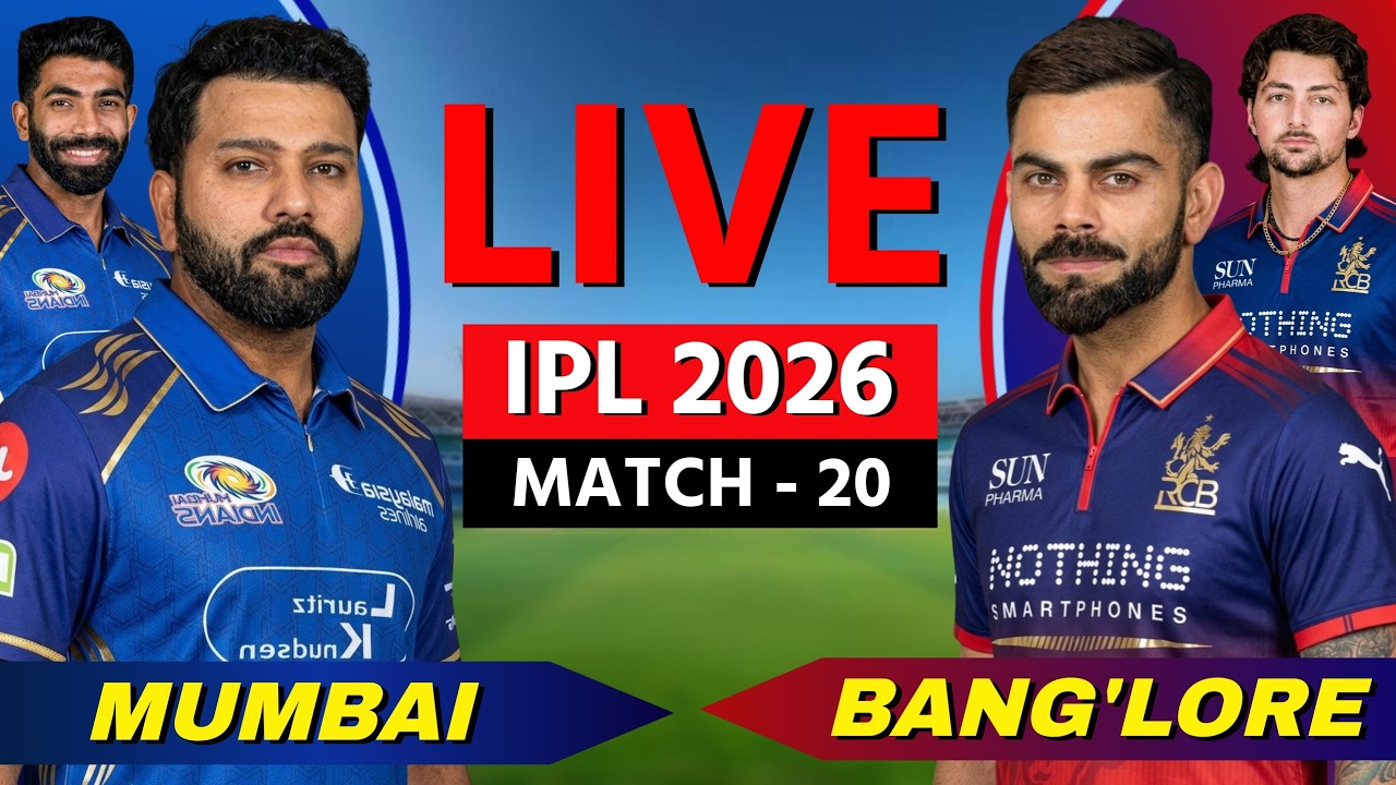🔴 LIVE: MI vs RCB 20th T20 IPL 2026 | Live Cricket Score & Commentary, Mumbai vs Bangalore