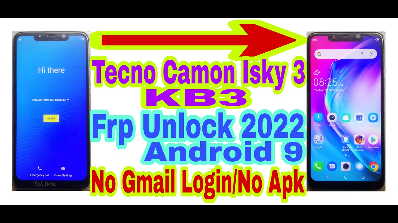 Tecno Camon Isky 3 (KB3) Android 9 Frp Bypass Without Pc 2022 | Bypass Google Account 100% Working