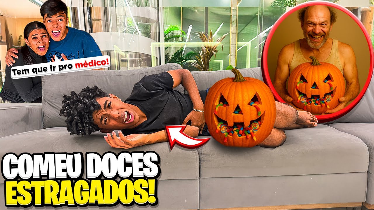 GABRIEL COMEU OS DOCES QUE O VIZINHO ESTRANHO LEVOU! E PASSOU MUITO MAL😨