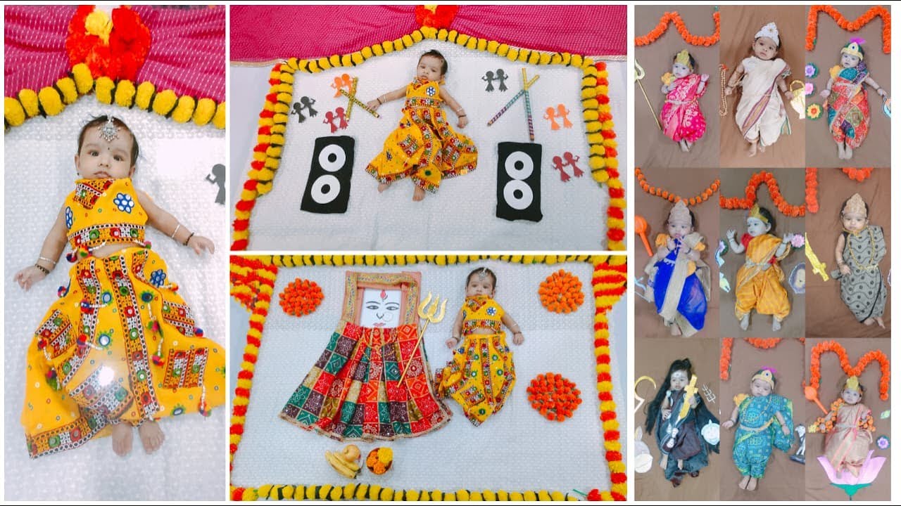 Navratri theme baby photoshoot ideas at home l Navdurga theme baby photoshoot #navratrispecial