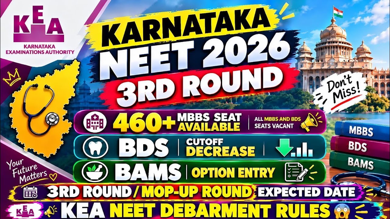 Karnataka NEET 3rd Round Option Entry ₹1 Lakh Penalty? | MBBS BDS Rules 2026 and Ayush councelling 