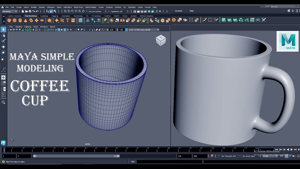 Autodesk Maya 2023 Tutorial Model a Coffee Cup