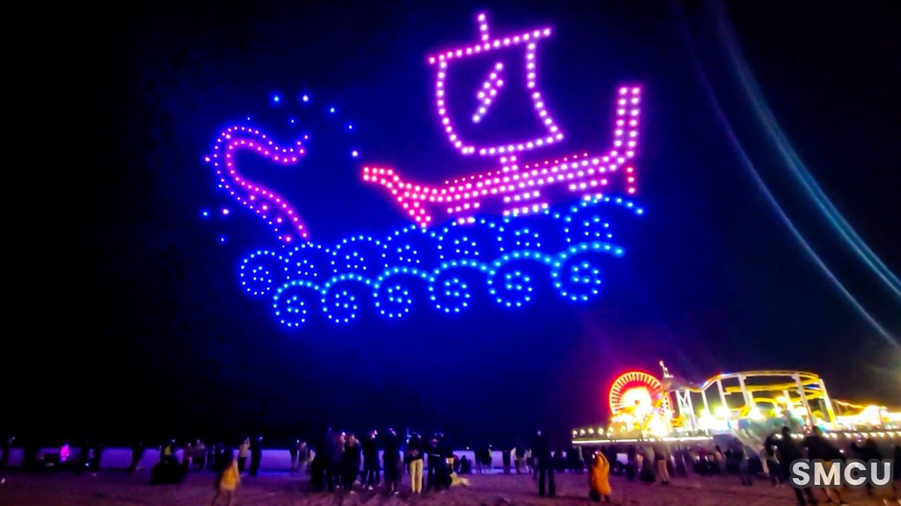 Dazzling Drone Light Show Transforms Santa Monica Beach to Celebrate 