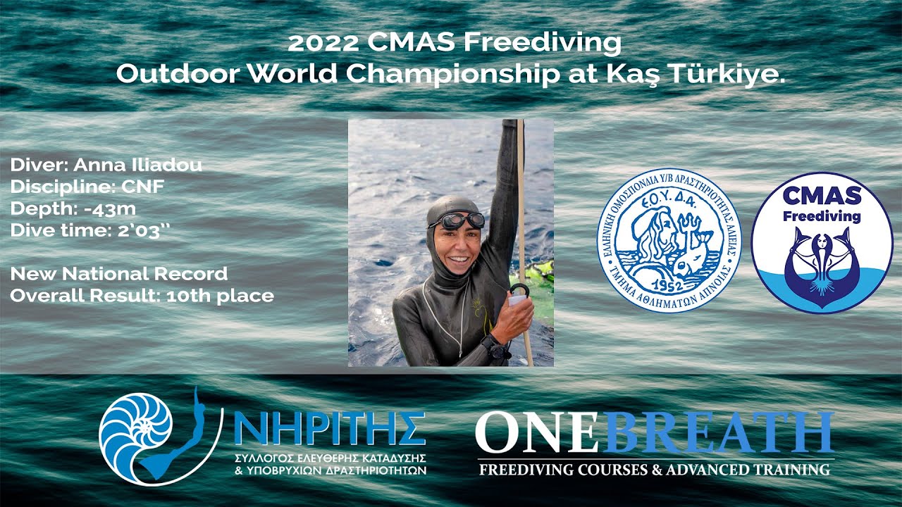 Anna Iliadou CNF - 43m - New Greek National Record (CMAS  World Freediving Championships, Turkey)