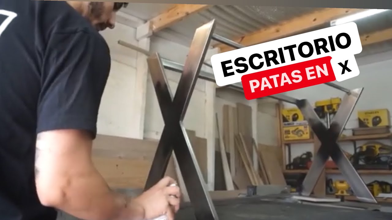 ESCRITORIO CON PATAS DE HIERRO EN X - PROYECTO MUEBLE