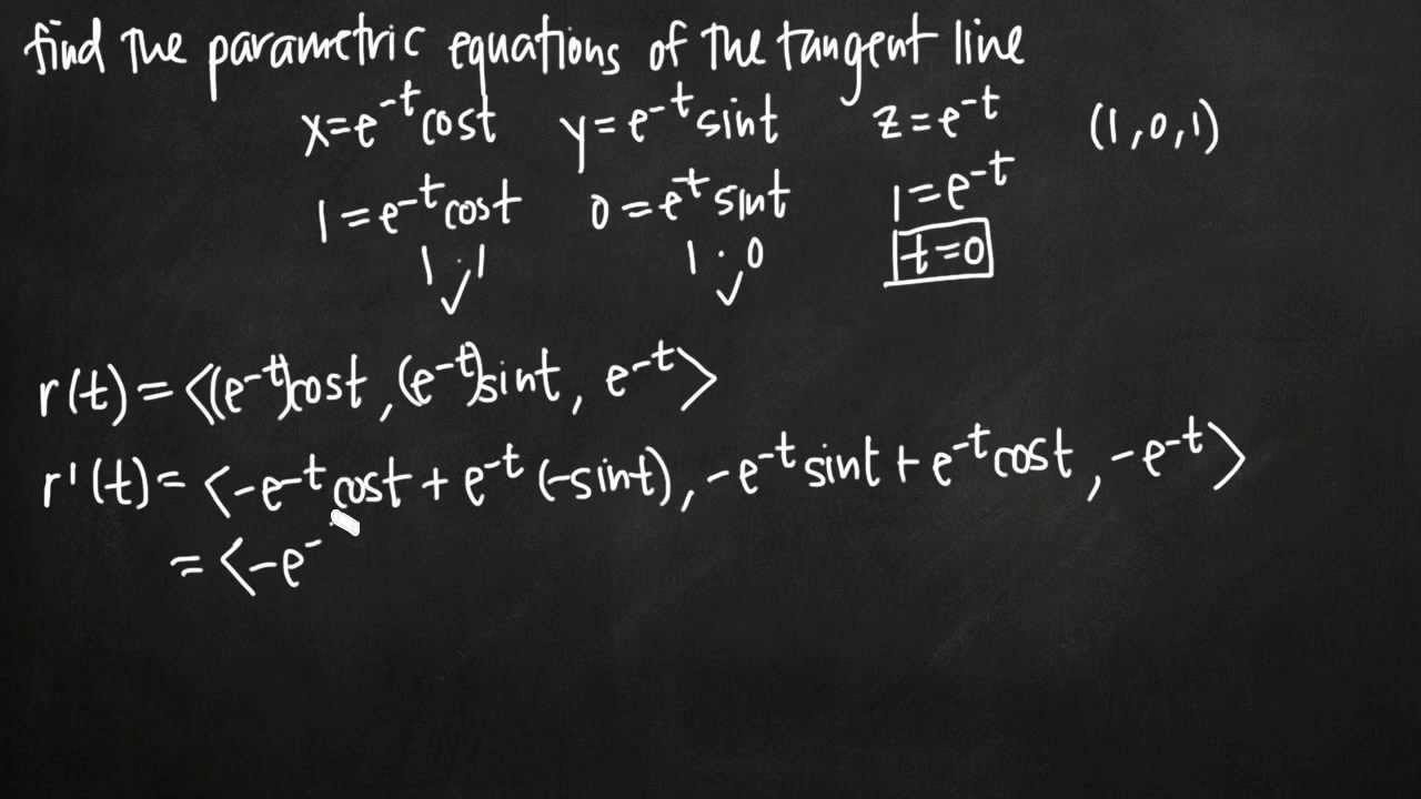 Parametric equations of the tangent line (vectors) (KristaKingMath)