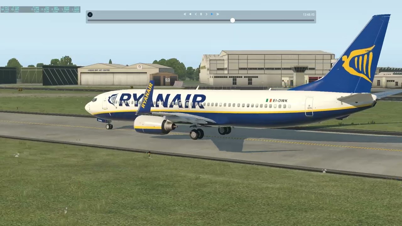 Taxi and Takeoff with Ryanair Boeing 737-800 series aircraft in X plane 11 from Manchester