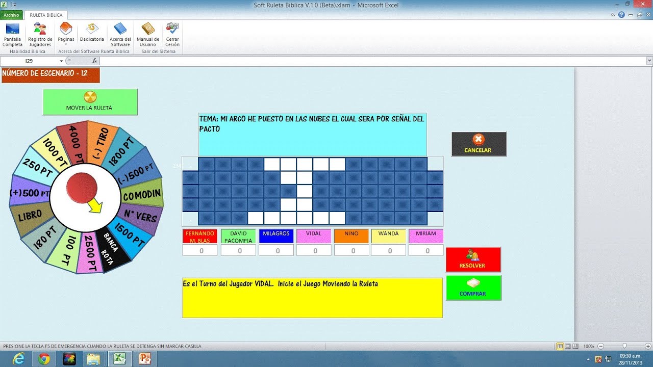 Juego de la Ruleta y Tablero Aleatorio en Excel