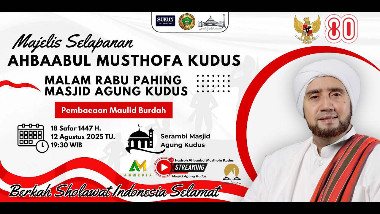 LIVE !!! Selapanan Ahbaabul Musthofa Kudus I MASJID AGUNG KUDUS I 12 Agustus 2025