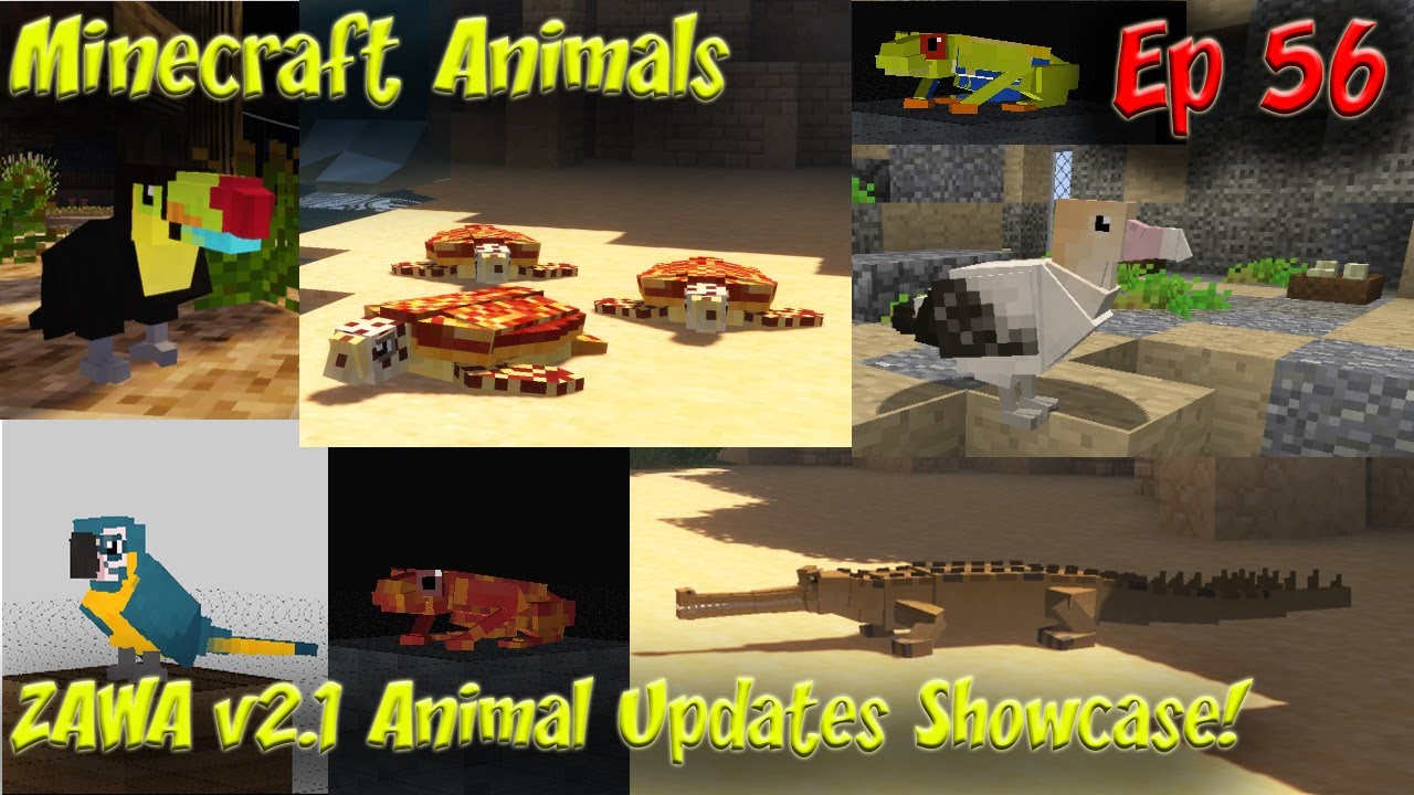 Обновление мода ZAWA v2.1 Animals. Демонстрация вариантов животных и яиц. Minecraft Animals 60FPS...