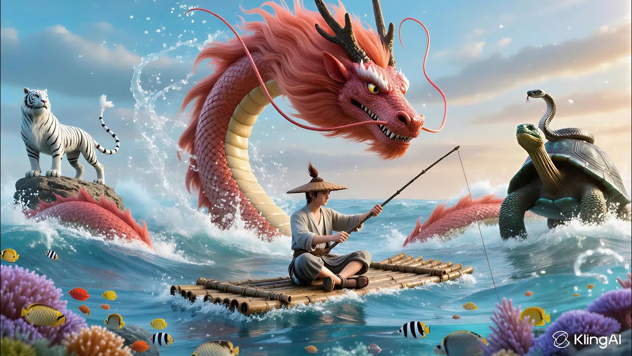 Anh ngốc cầm cần câu trăm tấn, vô tình câu được tứ đại thần thú