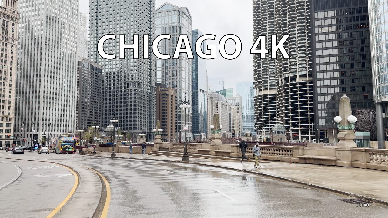 Chicago 4K - Rainy Skyline Drive - USA