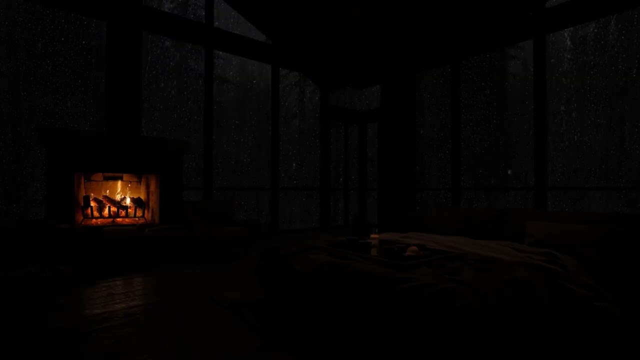 Fall Asleep Fast 😴 | Cozy Rain & Crackling Fireplace Ambience for Relaxation & Sweet Dreams 🌧🔥